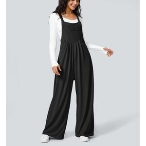 Black Halara Wide-Leg Overalls